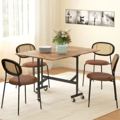 Rootz Living Matbord>Rootz folding matbord - Hollfällbart - utrymmebesparande - rymmer 6 personer - 120 cm x 80 cm x 73 cm - perfekt för små utrymmen - hjul & bromsar