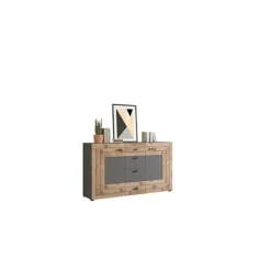 Rootz Living Sideboards>Rootz Freno Sideboard - Trämaterial - Grå replik - Nox Oak Replica - 160 x 90 x 40 cm - 2 dörrar - 4 lådor - 4 hyllor