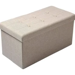 Rootz Living Kistor & Koffertar>Rootz förvaringspall - hopfällbar sitskista - stor kapacitet - Linnetyg - 76 cm x 38 cm x 37,5 cm - Skobänk - Sängbänk