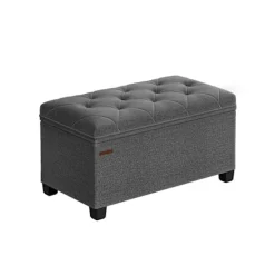 Rootz Living Kistor & Koffertar>Rootz förvaringspall - ottomansk - fotpall - grå - MDF-konstruktion - linneimitation - 40cm x 76cm x 40cm