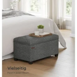 Rootz Living Kistor & Koffertar>Rootz förvaringspall - ottomansk - fotpall - grå - MDF-konstruktion - linneimitation - 40cm x 76cm x 40cm