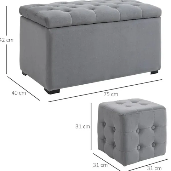 Rootz Living Sittpuffar>Rootz förvaringspallset - Bänk med förvaringsutrymme - 2 X pall