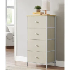 Rootz Living Byråer>Rootz Förvaringsskåp - Garderobsarrangör - Byrå - Spånskiva stål - 30cm x 45cm x 91,7cm - Camel Gul-Gräddvit