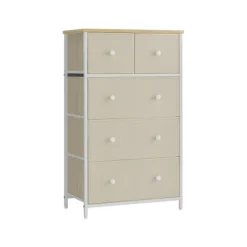 Rootz Living Byråer>Rootz Förvaringsskåp - Spånskiva Ståltyg Låda Front - Camel Yellow Cream White - Stor 30 x 56 x 93 cm - Lätt - Rymlig - Enkel montering