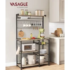 Rootz Living Köksö>Rootz Greige Svart Köksförvaringsställ - Spånskiva stål Organizer - Skafferi Hylla - Heavy Duty - 42cm x 90cm x 167,3cm