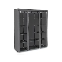 Rootz Living Skåp>Rootz Grey Fleece Tyg Vikbart skåp - Förvaringsorganisator - Bärbar garderob - Stålrörskonstruktion - Lättvikt - Enkel montering - 150cm x 175cm x 45c | Fyndiq