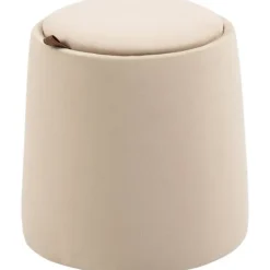 Rootz Living Sittpuffar>Rootz 2-i-1 pall - Soffbord - Sammetslook - Inklusive förvaringsutrymme och avtagbart lock - Beige - Ø44 cm x 47,5 cm