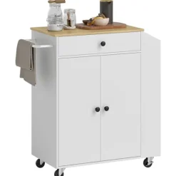Rootz Living Köksö>Rootz Kitchen Cart with Drawer - Mobile Storage - Versatile Trolley - Justerbara hyllor - 82 x 38 x 86,5 cm - Vit och brunt