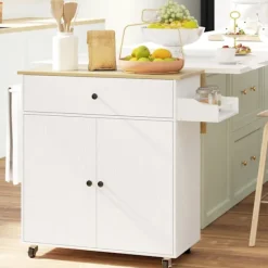 Rootz Living Köksö>Rootz Kitchen Cart With Drawer - Kitchen Island - Servering Cart - Versaile Storage - 106 cm x 42 cm x 87 cm