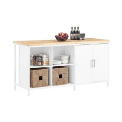 Rootz Living Köksö>Rootz Kitchen Island Förvaringsskåp - Matsalsbuffé - Displayställ - MDF - Metallram - Bordsskiva av gummi - 170cm x 89cm x 60cm