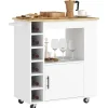 Rootz Living Köksö>Rootz Kitchen Trolley - Rolling Island - Portable Cart - Wine Racks & Storage - Rubberwood Top - 83L X 40W X 83H CM