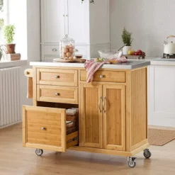 Rootz Living Köksö>Rootz Köksförvaringsvagn - Köksö - Köksskåp - Skåp - Skänk med topp i rostfritt stål