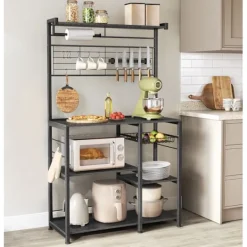 Rootz Living Köksö>Rootz kökshylla med magnetremsa 12 krokar Ebenholtssvart - Spånskiva stål Hållbar förvaring - 42 cm x 90 cm x 167,3 cm