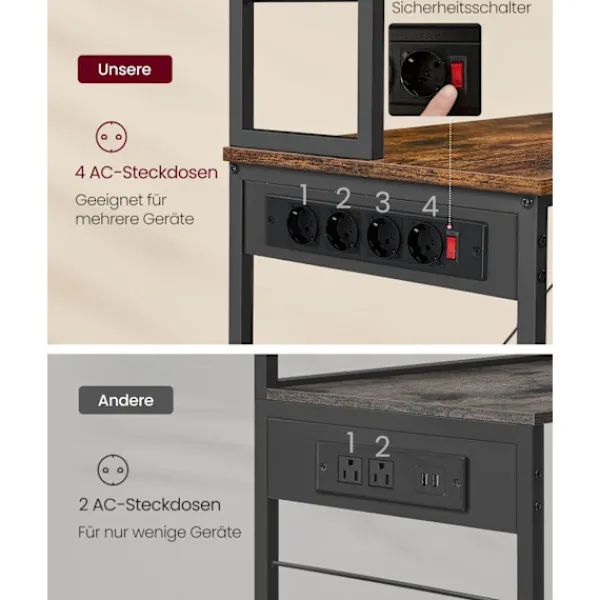 Rootz Living Köksö>Rootz Kökshylla Vintage Brun & Svart - Förvaringsenhet - Skåp - Spånskiva & Stål - 40cm x 80cm x 167cm - S Krokar - Lätt att montera