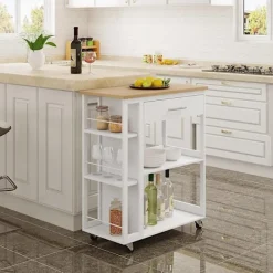 Rootz Living Köksö>Rootz Köksvagn - Rullvagn - Serveringsvagn - Robust MDF - 73cm x 88cm x 38cm