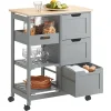 Rootz Living Köksö>Rootz köksvagn - Serveringsvagn - Mobil förvaringsenhet - Lätt manövrerbarhet - Gott om förvaring med 3 lådor och hyllor - Hållbar MDF och furukonstru | Fyndiq