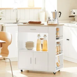 Rootz Living Köksö>Rootz köksvagn - Skänk - Serveringsvagn - Mobil köksö - Mångsidig förvaring med låda, hyllor och handdukshållare - Lätt rörlighet med låsbara hjul - V | Fyndiq