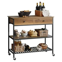 Rootz Living Sideboards>Rootz Köksvagn i industriell vintagestil Köksförvaringsvagn Serveringsvagn med 2 lådor 2 hyllor