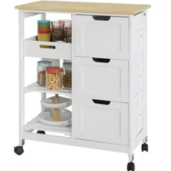 Rootz Living Köksö>Rootz Köksvagn Vagn Köksförvaringsvagn med 3 lådor och avtagbar bricka