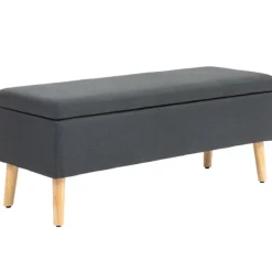 Rootz Living Kistor & Koffertar>Rootz klädd bänk med förvaring - Bed Bench - Seat Chest - Linne Look - 110 x 39 x 45 cm - Grå