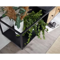 Rootz Living Tv-Bänkar>Rootz lowboard hängande mango massivt trä - metall 150x25x35 cm TV-skåp svart - Design TV-bänk modern - TV-skåp vägg - TV-byrå TV-byrå för upphängning | Fyndiq