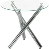 Rootz Living Matbord>Rootz Matbord - Rund skiva i härdat glas - Kantlös design - för 2-4 personer - Stålben - Transparent + Silver - 80 x 80 x 74 cm