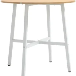 Rootz Living Matbord>Rootz matbord - Runt köksbord - Modern stil - Bordsskiva i trä - Stabila metallben - 80 cm x 76 cm - Naturträ & Vit