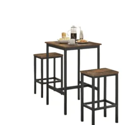 Rootz Living Matgrupper>Rootz matbord set med stolar - barbord - 2 pallar - rymdbesparande design - 60x60x90 cm tabell, 30x40x65cm pallar