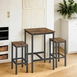 Rootz Living Matgrupper>Rootz matbord set med stolar - barbord - 2 pallar - rymdbesparande design - 60x60x90 cm tabell, 30x40x65cm pallar