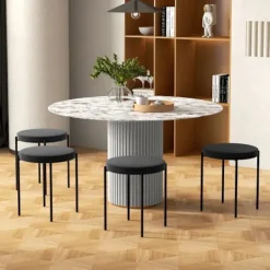 Rootz Living Pallar>Rootz matsalsstolar - Mjuk stoppning - Accentstol - Tunna metallben - Ergonomisk design - 4 stapelbara pallar - Velvet Touch Polyestertyg-stål - Svart | Fyndiq