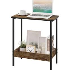 Rootz Living Småbord>Rootz metall sidobord - Trä soffbord - Kompakt gavelbord - Praktisk förvaringslösning - 50cm x 55cm x 25cm