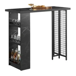 Rootz Living Matbord>Rootz Modern Bar Table - Köksbord - Matbord - Stabil MDF & Metallram - Justerbara fötter - Rymlig förvaring - 120cm x 105cm x 50cm