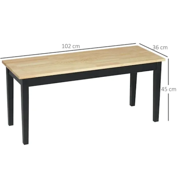 Rootz Living Balkongmöbler>Rootz Modern Bänk för 2 personer - Träbänk - Massivt trä - Lackat - Vardagsrum - Entré - Matsal - Furu - Natur + Svart - 102L x 36W x 45H cm