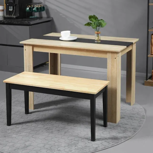 Rootz Living Balkongmöbler>Rootz Modern Bänk för 2 personer - Träbänk - Massivt trä - Lackat - Vardagsrum - Entré - Matsal - Furu - Natur + Svart - 102L x 36W x 45H cm