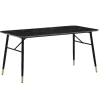 Rootz Living Matbord>Rootz Modern Dining Table - Rectangular Table - Marble Look - Sits Six - 120cm x 60cm x 76 cm - Svart & guld - Folied MDF & Iron