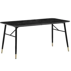 Rootz Living Matbord>Rootz Modern Dining Table - Rectangular Table - Marble Look - Sits Six - 120cm x 60cm x 76 cm - Svart & guld - Folied MDF & Iron