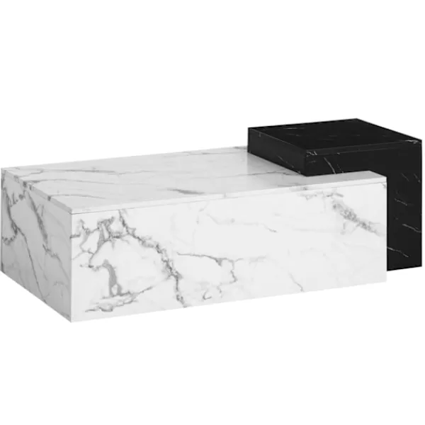 Rootz Living Soffbord>Rootz Modern soffbord - Matt White Look - 2 Level Storage - Extra utrymme för tillbehör - 120 cm x 60 cm x 40 cm