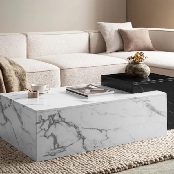 Rootz Living Soffbord>Rootz Modern soffbord - Matt White Look - 2 Level Storage - Extra utrymme för tillbehör - 120 cm x 60 cm x 40 cm