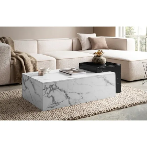 Rootz Living Soffbord>Rootz Modern soffbord - Matt White Look - 2 Level Storage - Extra utrymme för tillbehör - 120 cm x 60 cm x 40 cm