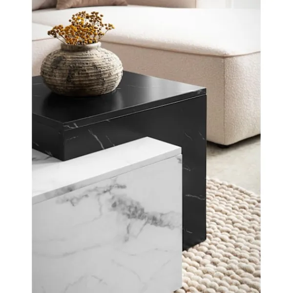 Rootz Living Soffbord>Rootz Modern soffbord - Matt White Look - 2 Level Storage - Extra utrymme för tillbehör - 120 cm x 60 cm x 40 cm