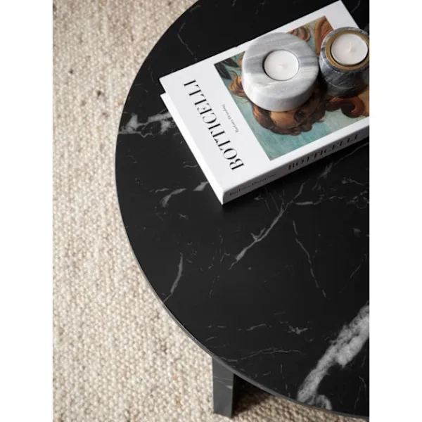 Rootz Living Soffbord>Rootz Modern soffbord - Rund svart look - Stylish Low Table - Anti -Slip Pads - 60cm x 60 cm x 33 cm