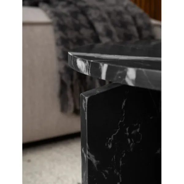 Rootz Living Soffbord>Rootz Modern soffbord - Rund svart look - Stylish Low Table - Anti -Slip Pads - 60cm x 60 cm x 33 cm