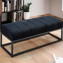 Rootz Living Balkongmöbler>Rootz Modern stoppad bänk - Bekväma sittplatser - Snygg öppen ram - Sammetskudde - Kompakt design - 108cm x 40cm x 40cm