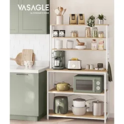 Rootz Living Köksö>Rootz Oak White Cake Rack - Köksarrangör - Förvaringshylla - Spånskiva och stål - 40cm x 100cm x 167cm - Heavy Duty - Enkel montering - Anti-tipfunkti | Fyndiq