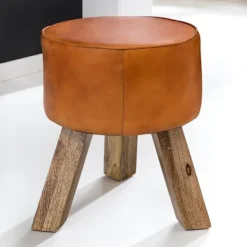 Rootz Living Pallar>Rootz Pall - Pall - Hocker - Puff - Getskinn - Handgjord - Mango