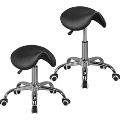 Rootz Living Pallar>Rootz pall Svart Pall för frisörer höj- och sänkbar Pall för frisörer Svängbar pall i konstläder Praxishocker med hjul