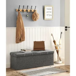 Rootz Living Kistor & Koffertar>Rootz Seat Chest Ottoman - Förvaringsbänk - Mörkgrå - MDF - Imiterat linne - Skum - Stor förvaringskapacitet - Robust konstruktion - Mångsidig användn | Fyndiq