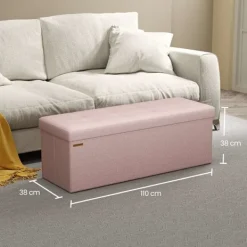 Rootz Living Kistor & Koffertar>Rootz Seat Chest With Storage - Seat With Storage - Seat Organizer - Mycket elastiskt skum - 38 cm x 110 cm x 38 cm - rosa