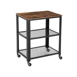 Rootz Living Småbord>Rootz serveringsvagn - 3-vånings serveringsvagn - 1 bordsskiva - 4 hjul med 2 bromsar - Hållbar och robust - Stålram + spånskiva - Vintage Brun-svart | Fyndiq