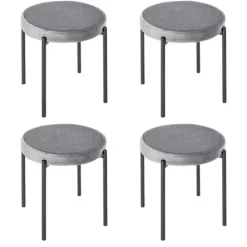 Rootz Living Pallar>Rootz Set Of 4 Matsal - Grå - Polyester, Stål - 16,33 cm x 16,33 cm x 18,11 cm